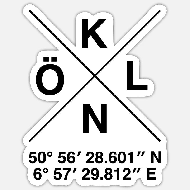 Cologne - Coordonnées - Sticker taille S (10 x 10 cm) - blanc mat