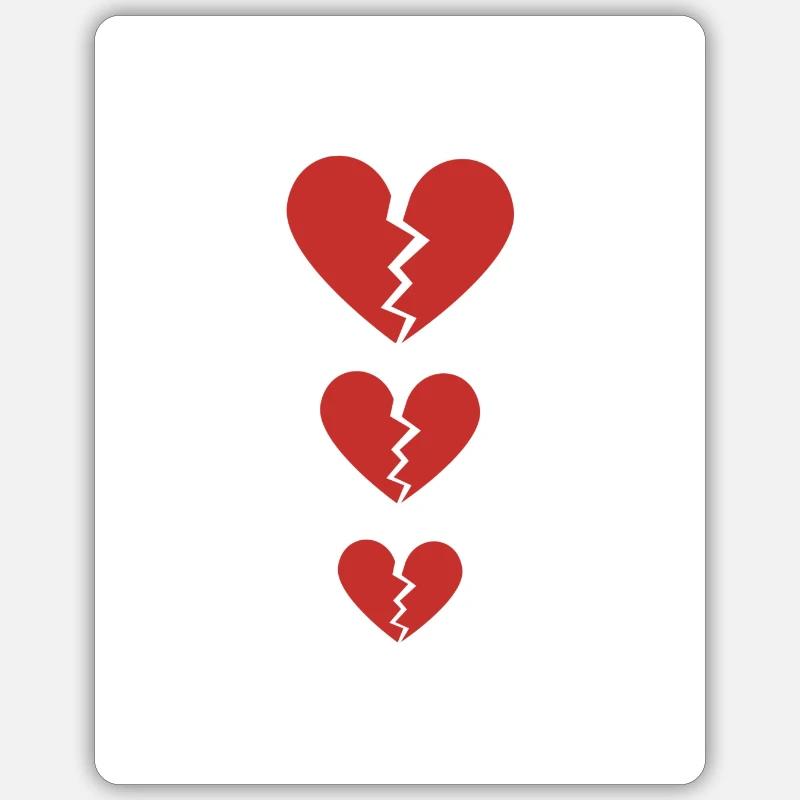 3 Broken Hearts - Sticker size S (10 x 10 cm) - white matte