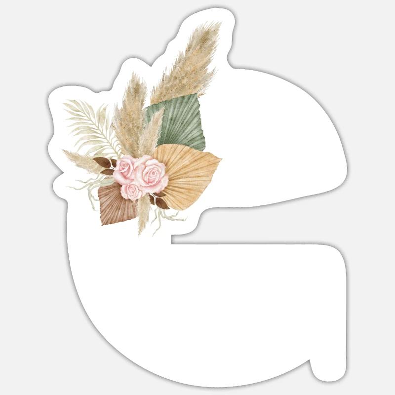 lettre G fleuris - Sticker taille S (10 x 10 cm) - blanc mat