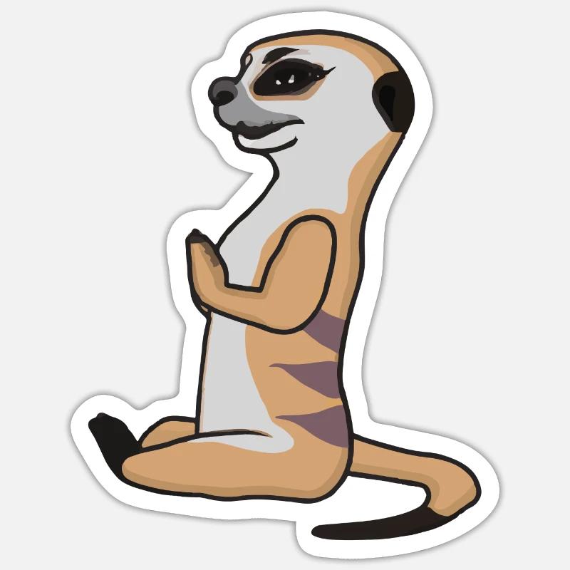 Erdmännchen Yoga Vektor Lustig Geschenkidee - Sticker Größe S (10 x 10 cm) - Mattweiß