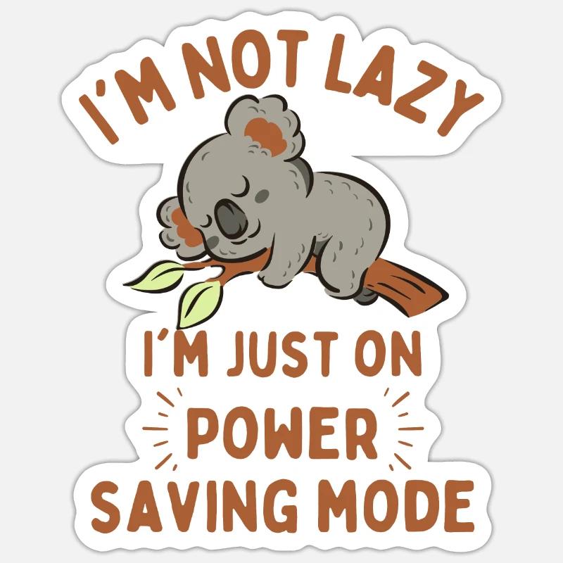 Koala lustiger Spruch Power saving mode Sticker Größe S (10 x 10 cm)