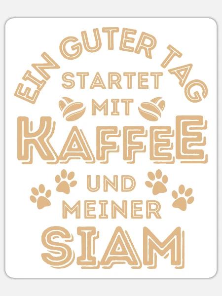 Siam Katze Kaffee Cafe - Sticker Größe S (10 x 10 cm) - Mattweiß