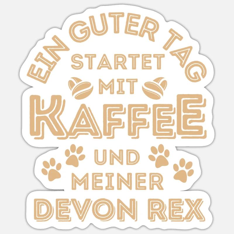 Devon Rex Katze Kaffee Cafe Sticker Größe S (10 x 10 cm)