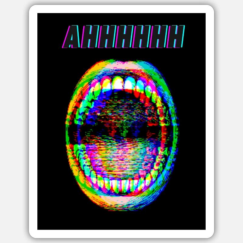 Ahhhhhhh, bouche - Sticker taille S (10 x 10 cm) - blanc mat