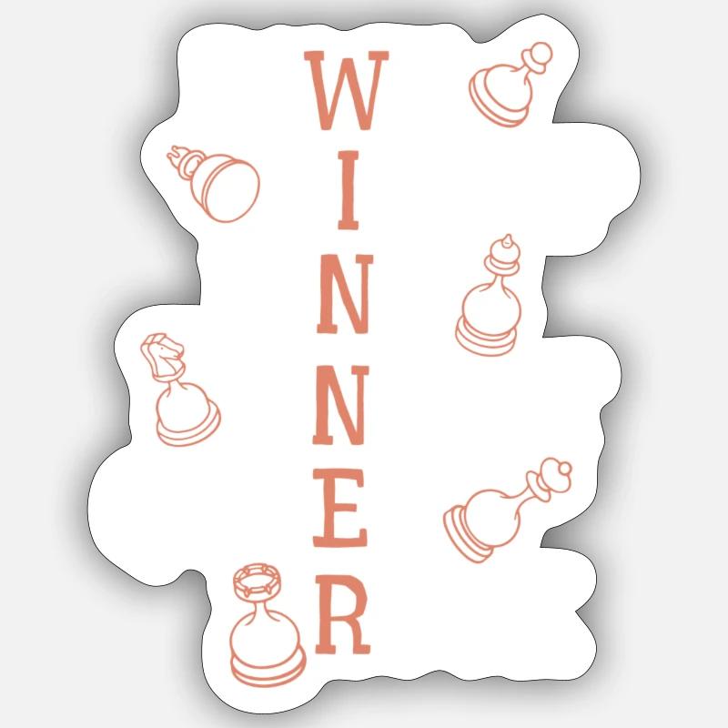 Winner Chess Pieces Chess Player Board Game Chess - Sticker Größe S (10 x 10 cm) - Mattweiß