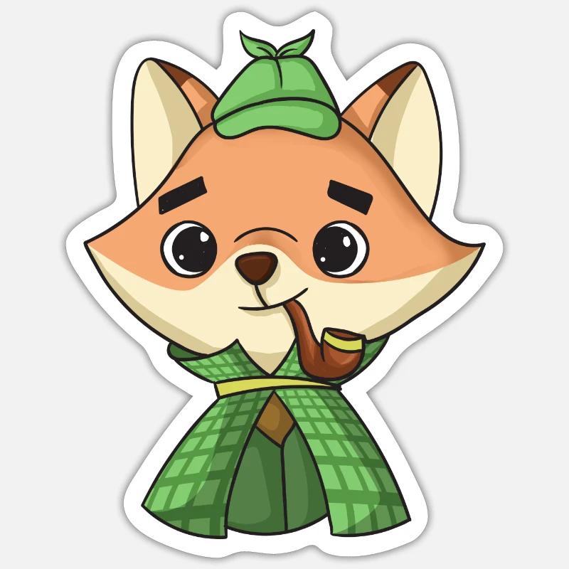 Fuchs-Detektiv - Sticker Größe S (10 x 10 cm) - Mattweiß