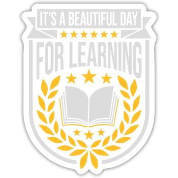 belle journée pour apprendre - Sticker taille S (10 x 10 cm) - blanc mat - Devant