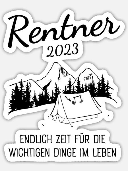 Rentner 2023 - CampingZelten Zelt Camper - Sticker Größe S (10 x 10 cm) - Mattweiß