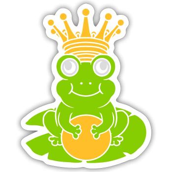 Le roi grenouille enchanté est assis nénuphar - Sticker taille S (10 x 10 cm) - blanc mat - Devant