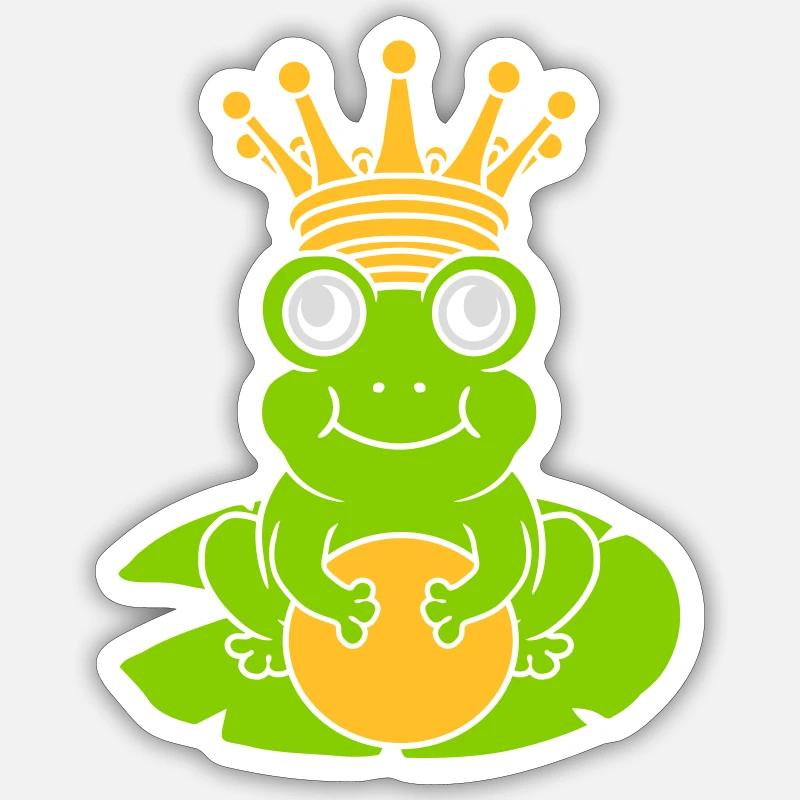 Enchanted Frog King sits water lily Sticker size S (10 x 10 cm)