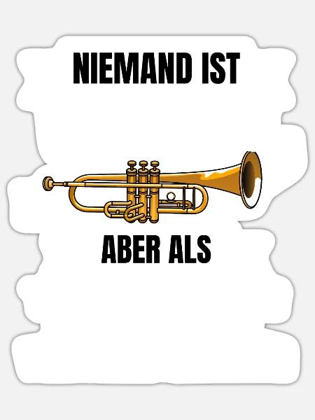 Trompeter Musiker Musik Lustiges Geschenk Trompete - Sticker Größe S (10 x 10 cm) - Mattweiß