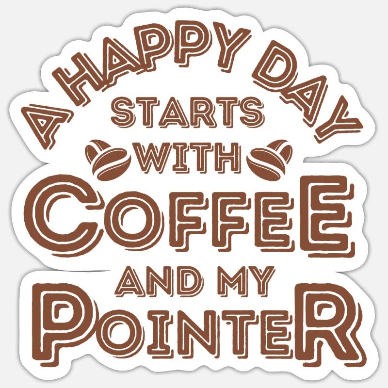Pointer Café Chien Café - Sticker taille S (10 x 10 cm) - blanc mat