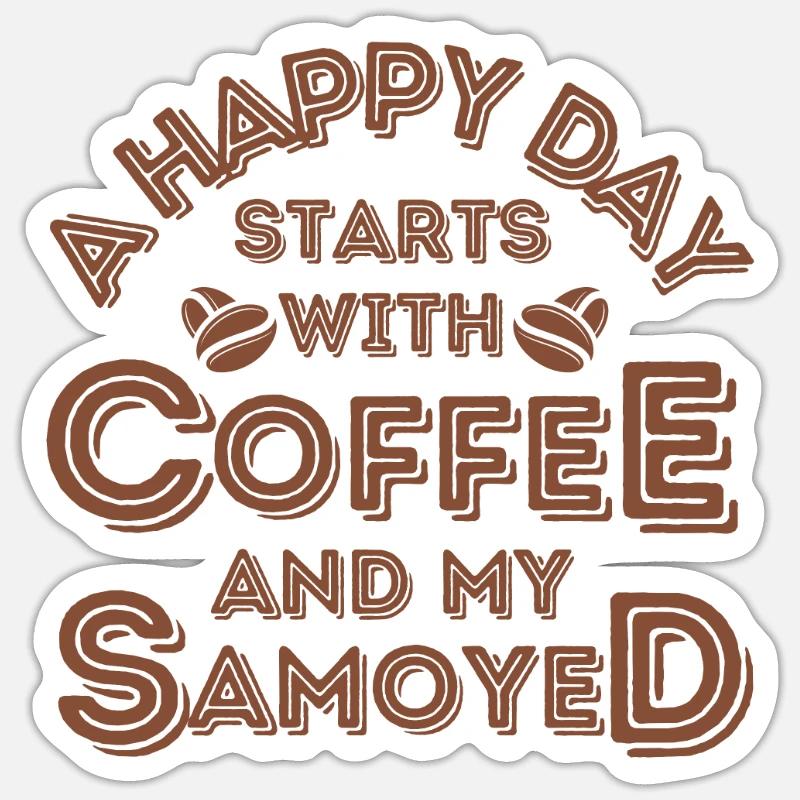 Samoyed Coffee Dog Cafe - Sticker size S (10 x 10 cm) - white matte