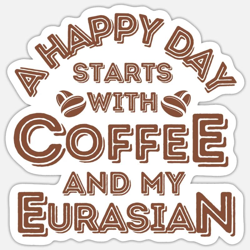 Café Eurasier Café Chien - Sticker taille S (10 x 10 cm) - blanc mat