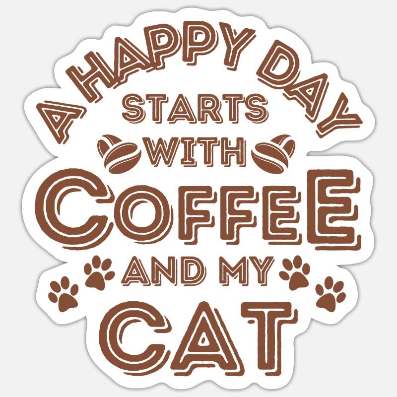 Cat Café Cat Café - Sticker taille S (10 x 10 cm) - blanc mat