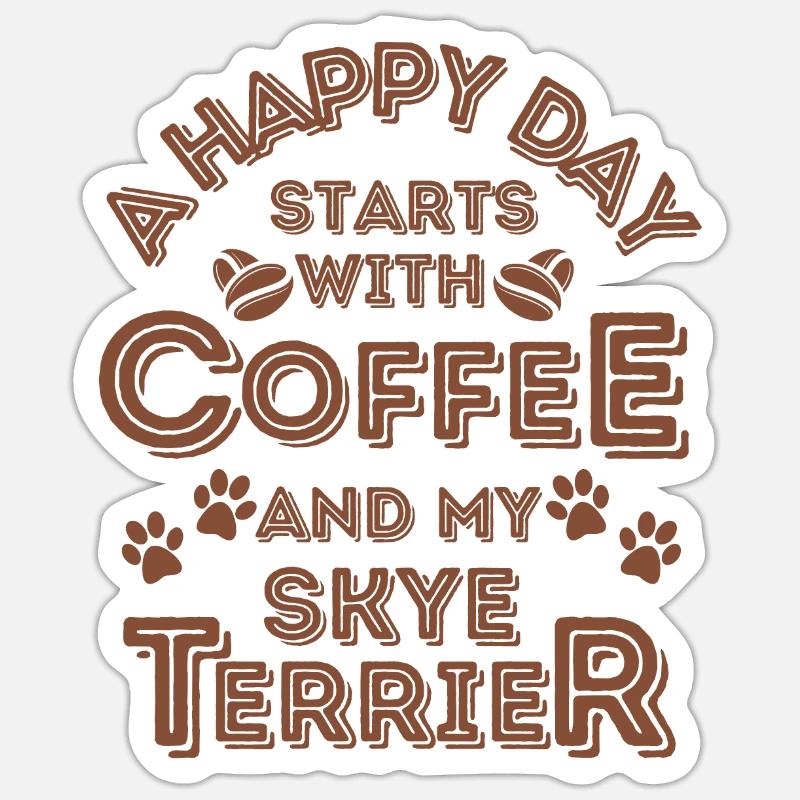Skye Terrier Coffee Dog Cafe - Sticker size S (10 x 10 cm) - white matte