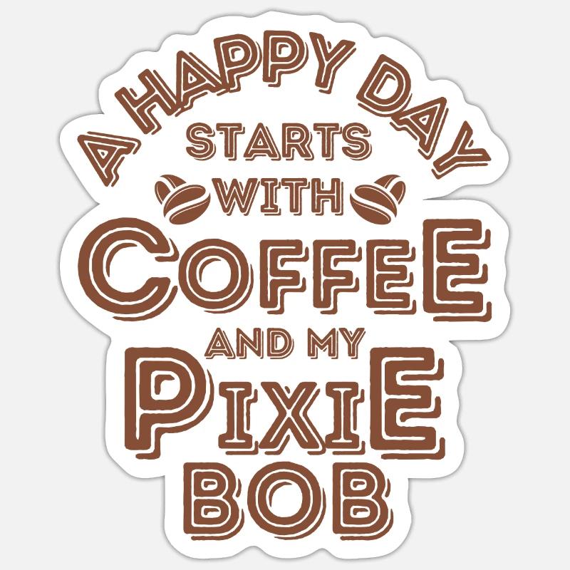 Pixie Bob Cat Coffee Cafe - Sticker size S (10 x 10 cm) - white matte