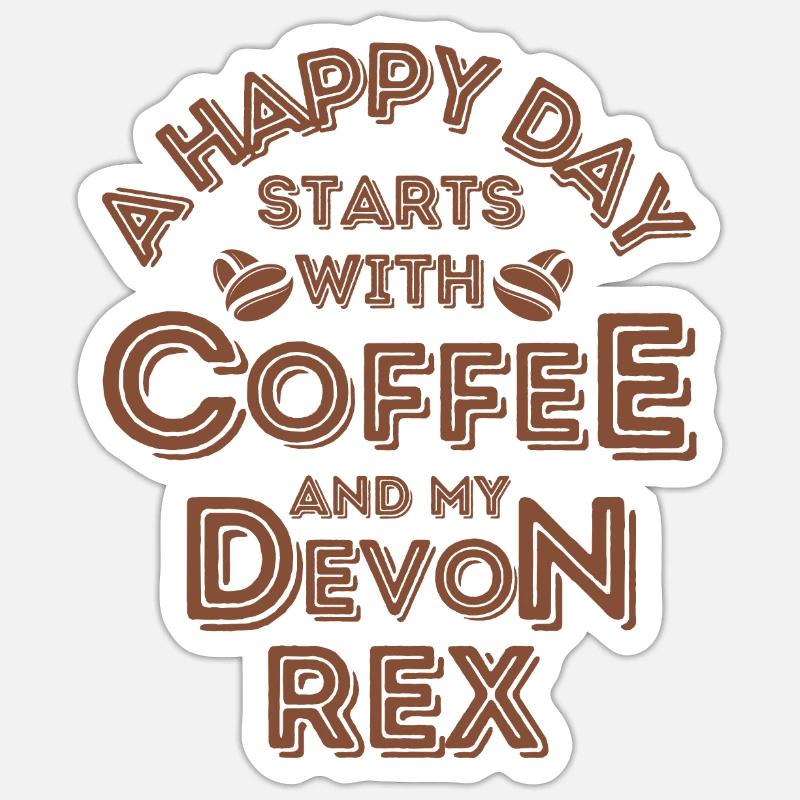 Devon Rex Katze Kaffee Cafe Sticker Größe S (10 x 10 cm)