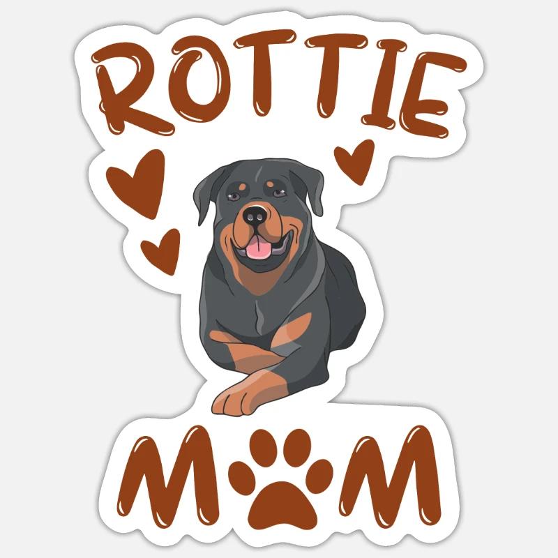 Rottie Mama Hunde Muttertag Geschenk Rottweiler - Sticker Größe S (10 x 10 cm) - Mattweiß