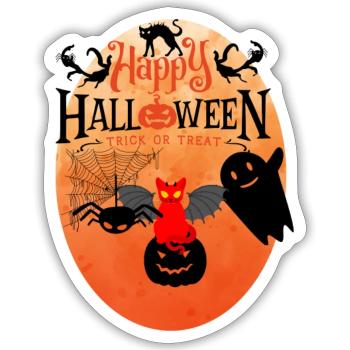 Cat-o-ween the monsters are out! - Sticker size S (10 x 10 cm) - white matte - Front