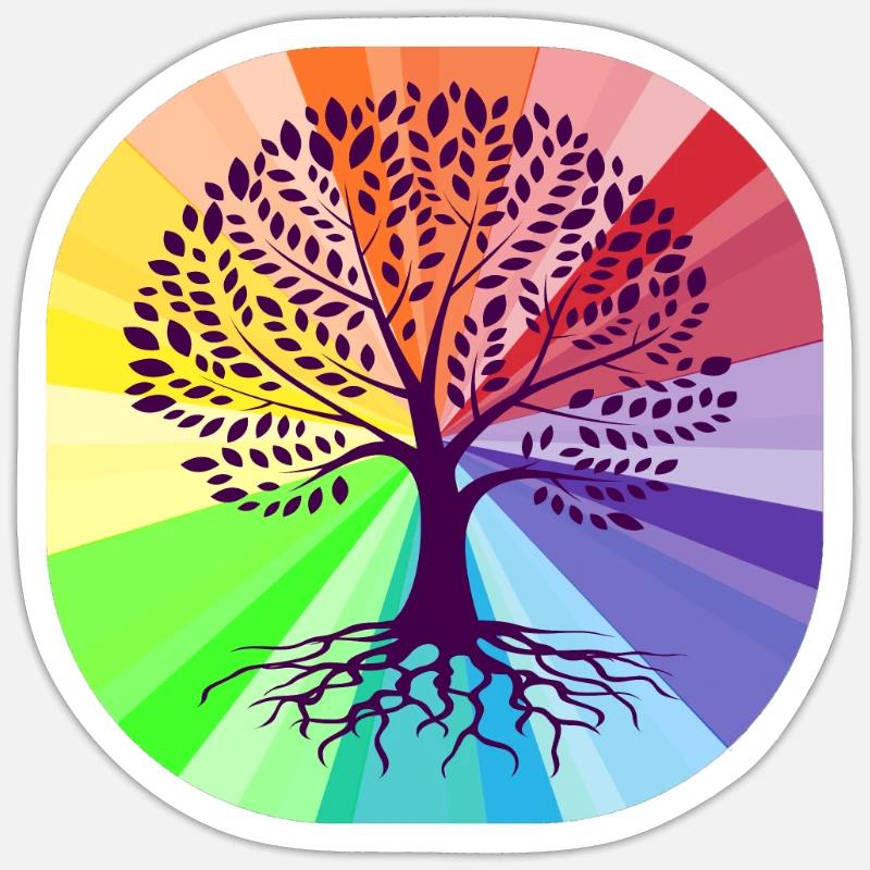 Arbre de vie rond - Sticker taille S (10 x 10 cm) - blanc mat