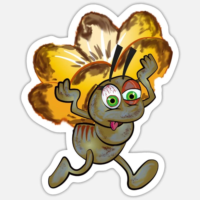 Zombie-Ameise mit einer Blume - Sticker Größe S (10 x 10 cm) - Mattweiß