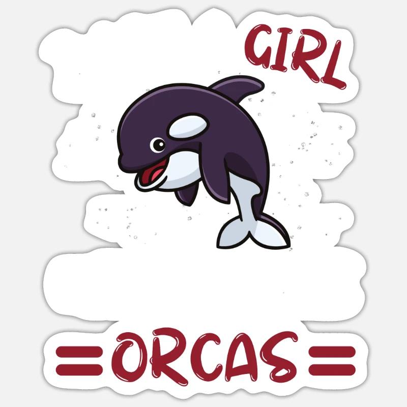 Killerwal Tier Schwertwal Mädchen Geschenk Orca Sticker Größe S (10 x 10 cm)