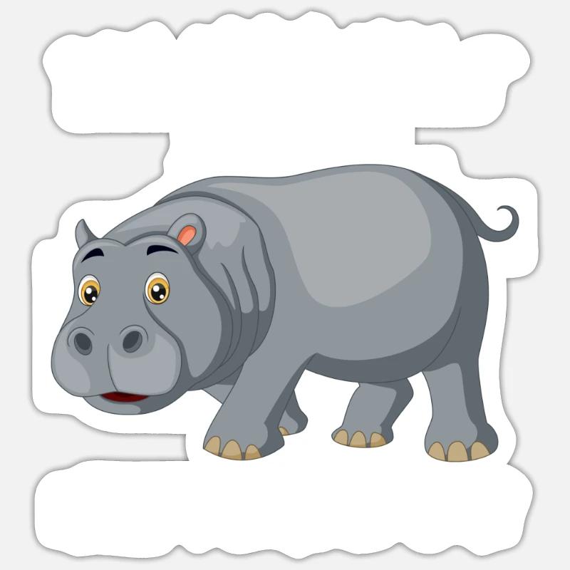 Hippo Tierliebhaber Afrika Tier Geschenk Nilpferd - Sticker Größe S (10 x 10 cm) - Mattweiß