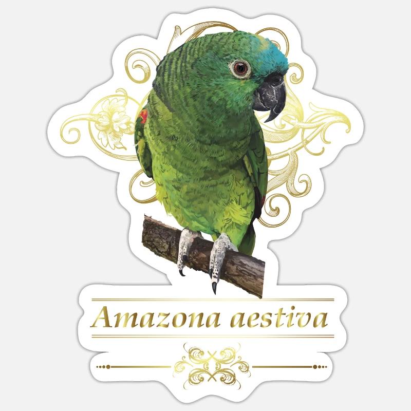L’amazone à front bleu - Sticker taille S (10 x 10 cm) - blanc mat