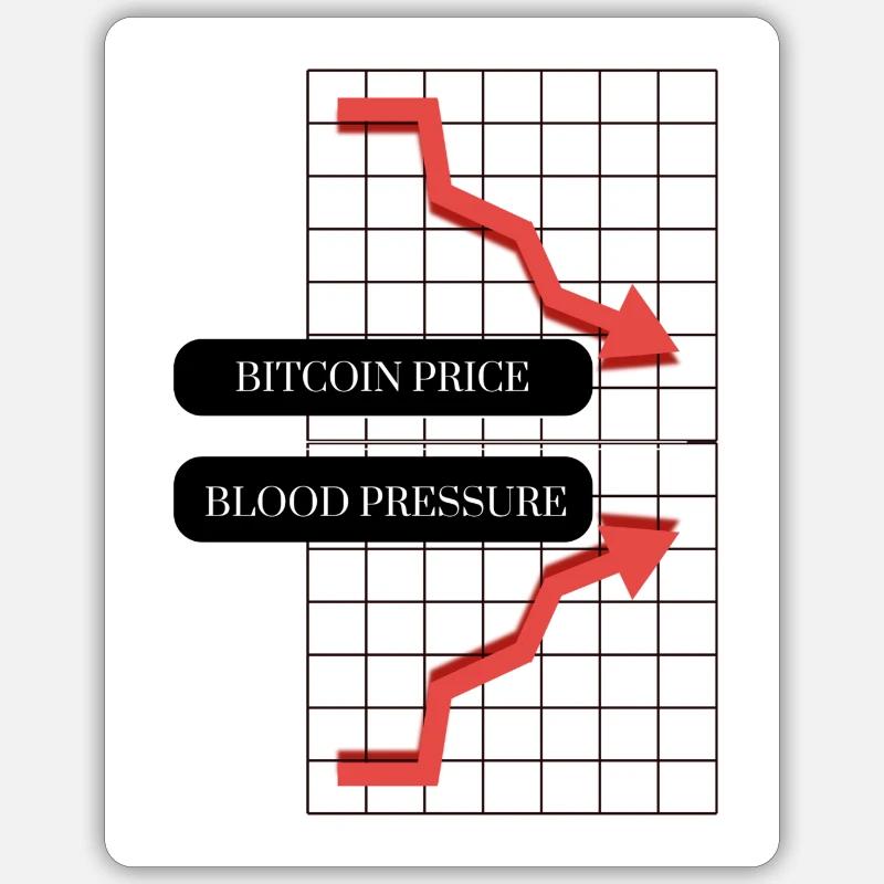 Bitcoin fällt, Blutdruck steigt - Sticker Größe S (10 x 10 cm) - Mattweiß