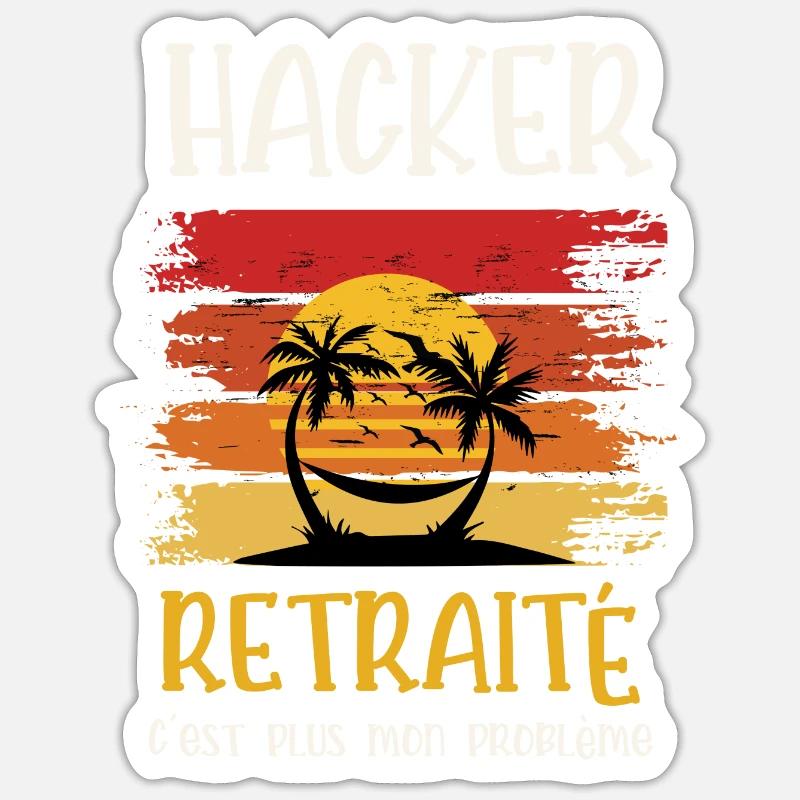 hacker retraité - Sticker taille S (10 x 10 cm) - blanc mat