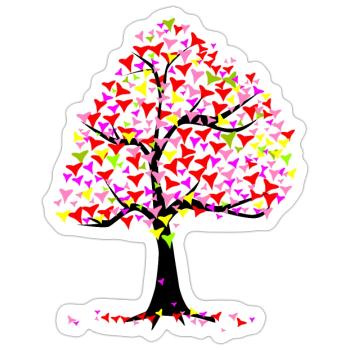 Arbre des cœurs d’été - Sticker taille S (10 x 10 cm) - blanc mat - Devant