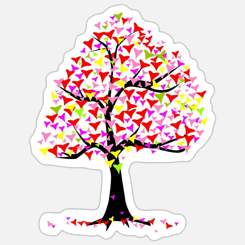 Sommerherzen Baum - Sticker Größe S (10 x 10 cm) - Mattweiß