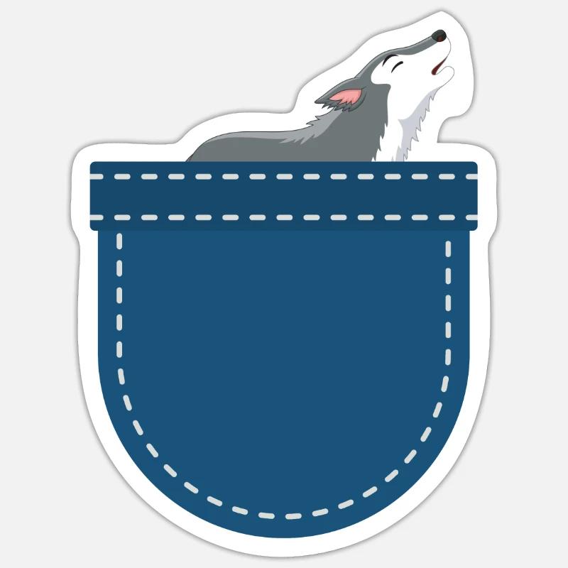 Wald Tier Waldbewohner Geschenk Brusttasche Wolf - Sticker Größe S (10 x 10 cm) - Mattweiß