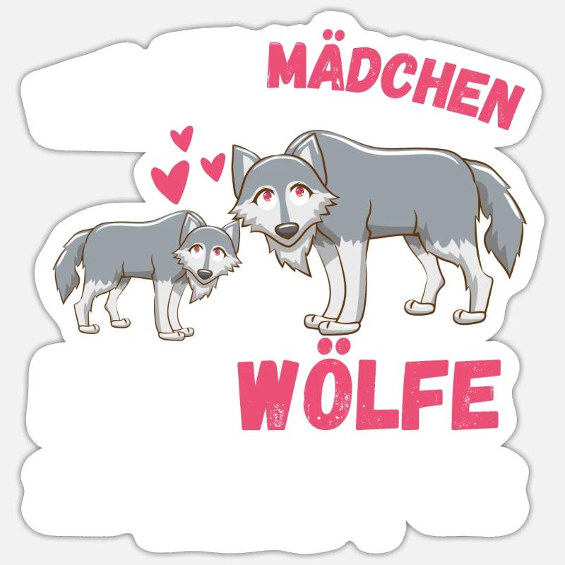 Raubtier Mädchen Geschenk Wald Tier Wolf Sticker Größe S (10 x 10 cm)