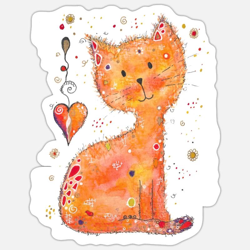 Chat Mia - Sticker taille S (10 x 10 cm) - blanc mat