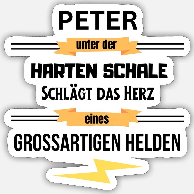 Peter unter harte Schale eines Großartigen Helden Sticker Größe S (10 x 10 cm)