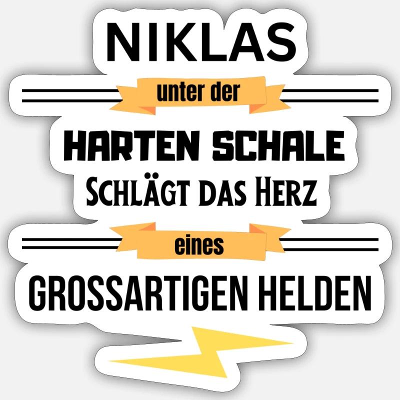 Niklas unter harte Schale eines Großartigen Helden Sticker Größe S (10 x 10 cm)