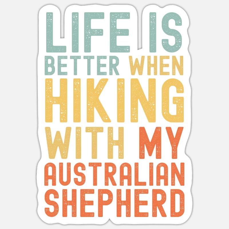 Australischer Schäferhund Wanderhund retro - Sticker Größe S (10 x 10 cm) - Mattweiß