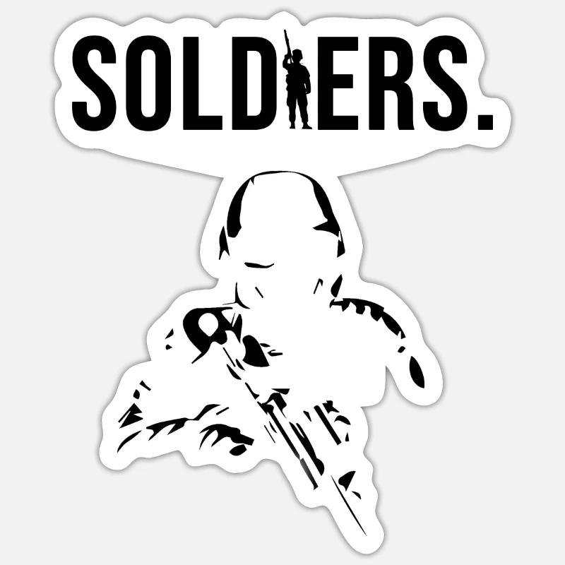 Soladat Noir - Sticker taille S (10 x 10 cm) - blanc mat