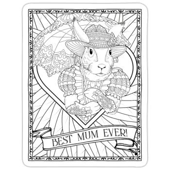 Beste Mum Ever Vintage Fantasy Kaninchen Muttertag - Sticker Größe S (10 x 10 cm) - Mattweiß - Vorne