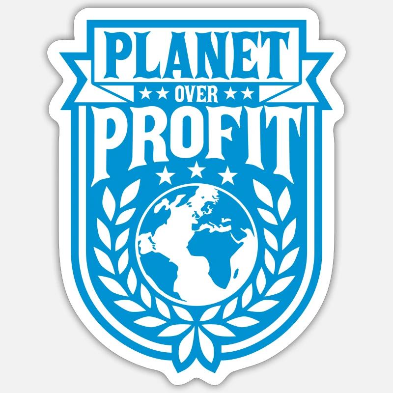 Planète sur le devis de profit - Sticker taille S (10 x 10 cm) - blanc mat