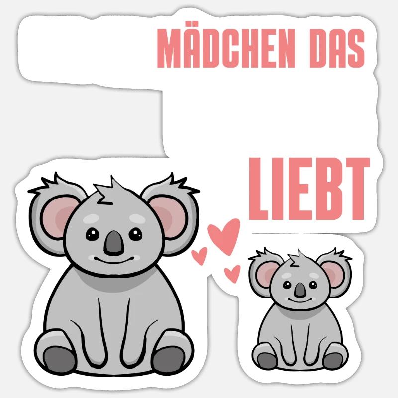 Koala Mädchen Australien Tier Geschenk Koala - Sticker Größe S (10 x 10 cm) - Mattweiß