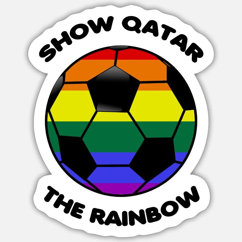 Boykott Katar Spruch Sprüche rainbow regenbogen - Sticker Größe S (10 x 10 cm) - Mattweiß