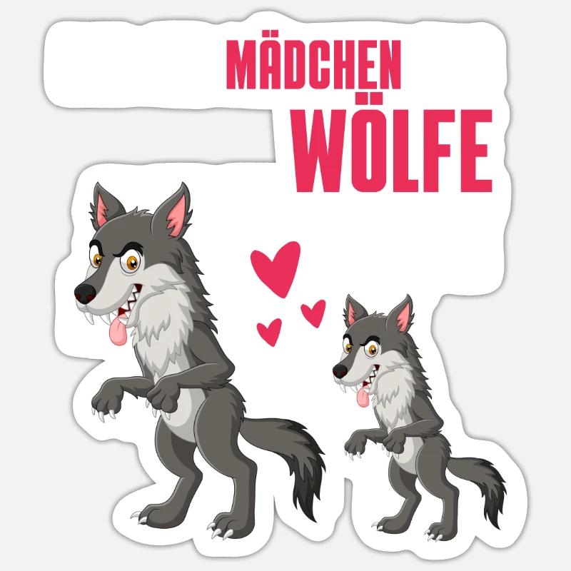 Raubtier Wolf Mädchen Wald Tier Geschenk Wolf Sticker Größe S (10 x 10 cm)