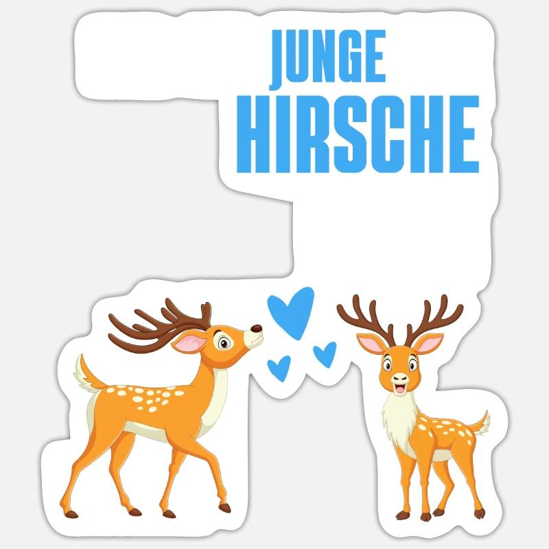 Hirsch Junge Waldbewohner Tier Geschenk Hirsch - Sticker Größe S (10 x 10 cm) - Mattweiß