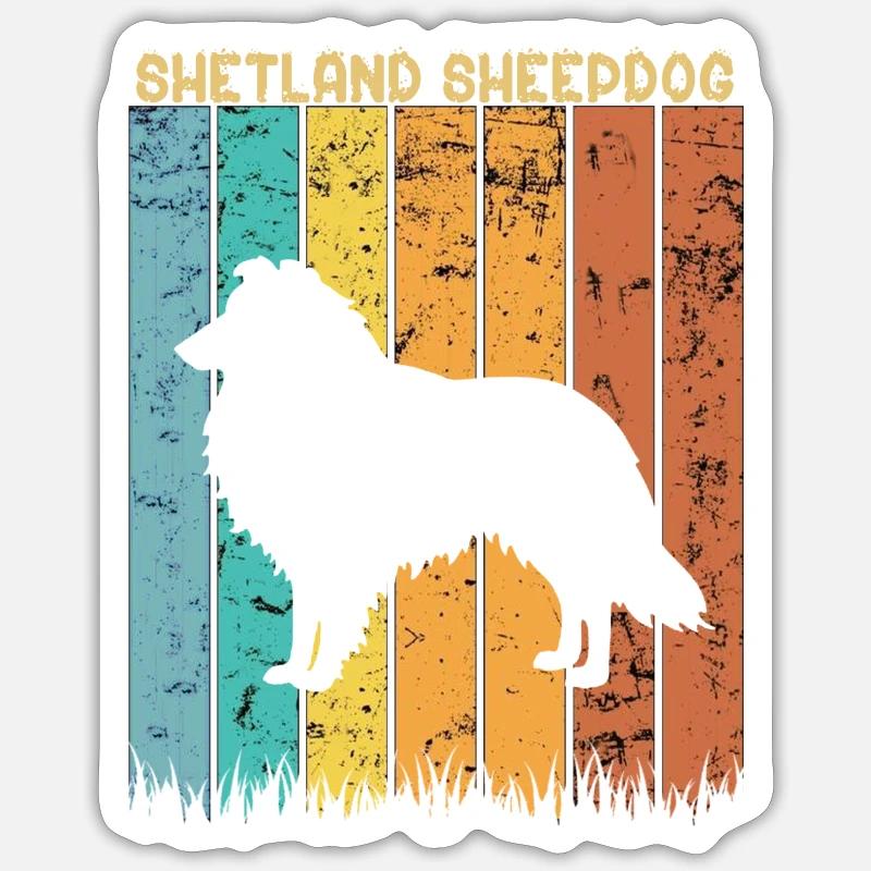 Shetland Schäferhund - Sticker Größe S (10 x 10 cm) - Mattweiß