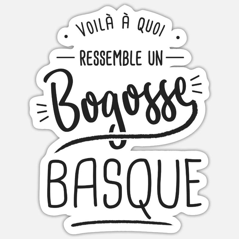 pays basque voilà un bogosse basque cadeau Basque - Sticker taille S (10 x 10 cm) - blanc mat