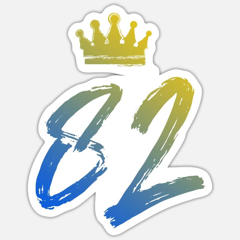 82 Couronne numérique - Sticker taille S (10 x 10 cm) - blanc mat