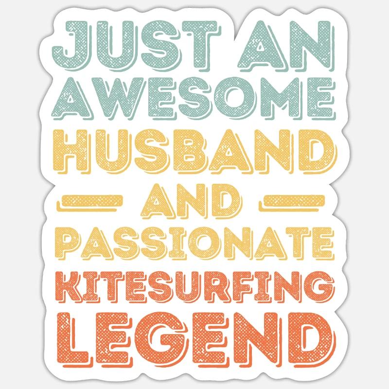 Ehemann Kitesurfen retro - Sticker Größe S (10 x 10 cm) - Mattweiß